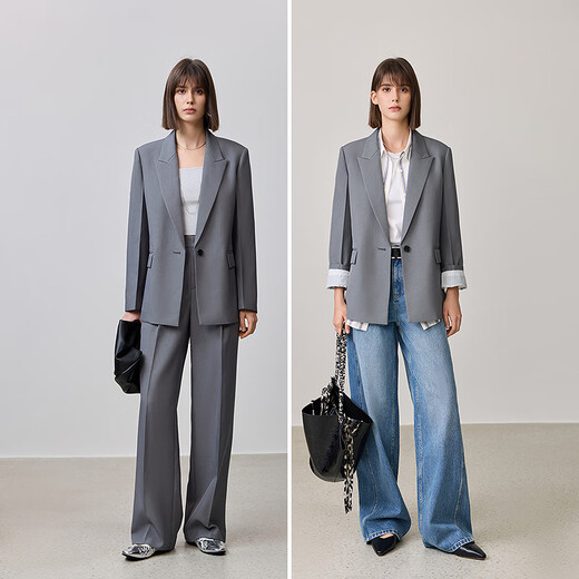 LILY Zero Pressure Suit 2025 Spring New Loose Casual Relaxed Feeling Commuting Exquisite High-end Feeling Suit Jacket Women 501 Gray M