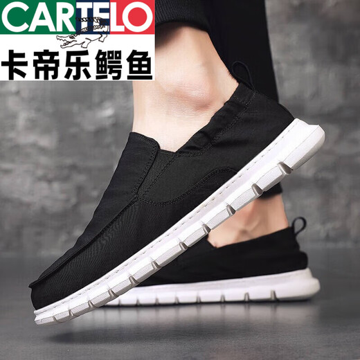 
CARTELO spring and summer men's shoes lazy cloth shoes men's versatile trendy canvas shoes lightweight soft sole one foot big size casual shoes men khaki 42