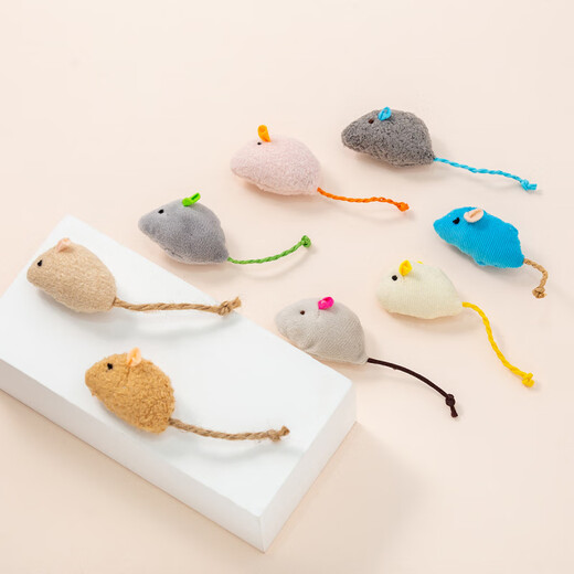 Cat Scratch-Resistant Real Plush Mouse Doll Feather Pet Toy Set 01 2 Plush Mouse (Random Color)