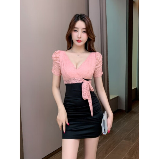 Pierre Cardin Nachtclub Arbeit Kleidung sexy Kleid KTV Kleid Massage Fußbadetechniker Arbeit Kleidung Hüftrock 3882 Schwarz M suggeriert 95-105jin [Jin ist gleich 0,5 kg]