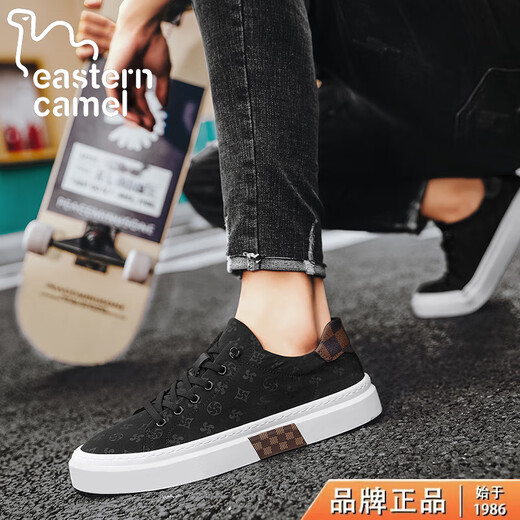Camel lienzo oriental zapatos para hombres primavera versátiles zapatos planos casuales pedales perezosos para trabajar zapatos de tela negros suaves con suela negra 40 (250 mm)