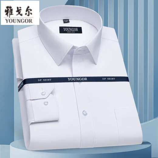 雅戈尔旗舰官方店长袖衬衫男士2025新款纯棉免烫中年休闲高端职业正装衬 6629 40 (建议130-145斤)