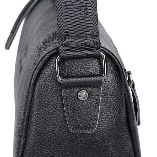 
Goldlion leather men's shoulder bag large capacity postage bag simple and fashionable cylindrical bag new casual cross-border business bag black large size 1391