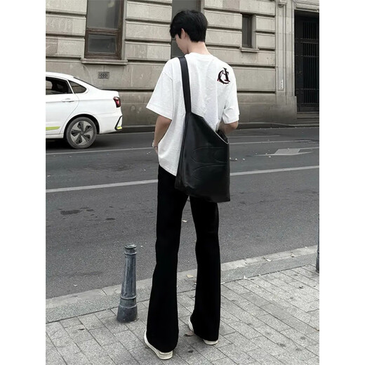 Digada street simple jeans men casual flare pants summer men loose versatile men jeans straight men pants DFFS-701 black XL