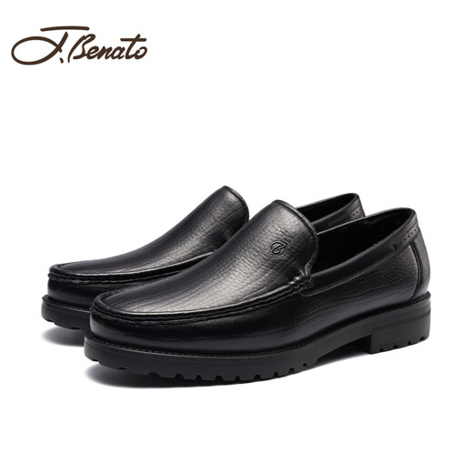 Bindu jbenato Bindu men's shoes autumn and winter men's business formal leather shoes men's genuine leather soft sheepskin plus velvet dad's shoes black four seasons - E2T12101T 44