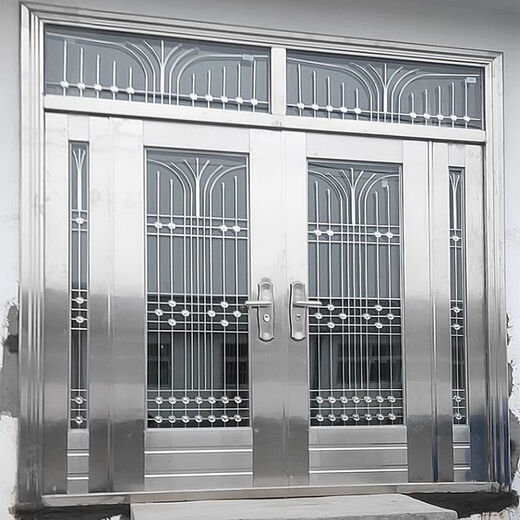 ClCEY304 Porte en acier inoxydable Rural House autoproclamée Porte de porte double porte Entrée en acier en acier inoxydable Style Gris 9923