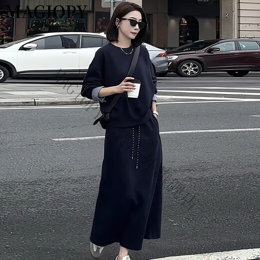 MAGIOPY国际奢侈高档品牌春季2025新款韩系慵懒风休闲运动套装女时尚减龄 灰色两件套 S(100斤以内)