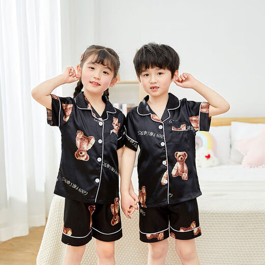 雷姆汀夏天短袖儿童睡衣冰丝薄款夏季男童小女孩宝宝卡通家居服套装 679#男童 170 14码建议身高125-135cm