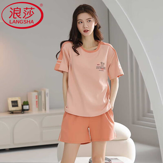 Langsha (Langsha) komfortable reine Baumwollsommer-Pyjama-Pullover Pullover Pyjamas Kurzarmshorts bequemer lässiger Home-Kleidungsstück Z9856 m [Vorgeschlagen 80-100Jin [Jin gleich 0,5 kg] tragen]
