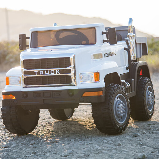 Jingxuan children's remote control four-wheel truck children's electric dump truck can seat a large four-wheel toy vehicle automotive engineering card yellow 12V10 battery leather seat electric dump truck four-drive