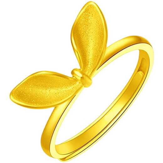 Dewey Fan Gold Zodiac Rabbit Ring 3D Hard Gold Birth Year Little Rabbit Ring 999 Pure Gold Silver Rabbit Ring for Gift Opening Rabbit Ears Ring