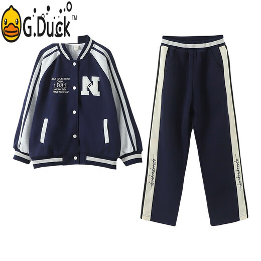 G.Duckkids Girls Frühlings- und Herbst-Set 2025 Neue modische Casual Sports Baseball-Kleidung Kinderkleidung Mädchen zweiteiler Set Trendy Black 1396 Set zweiteiliger Set 110 cm