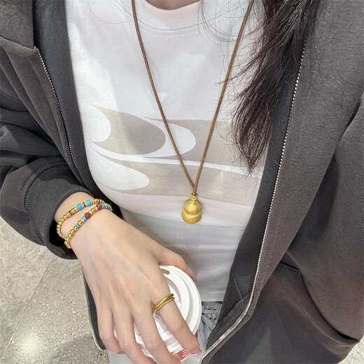 Only double ancient method inherited 18k gold micro-inlaid God of Fortune God of Fortune pendant necklace exquisite niche ancient design clavicle neck necklace God of Fortune God of Fortune + coffee rope