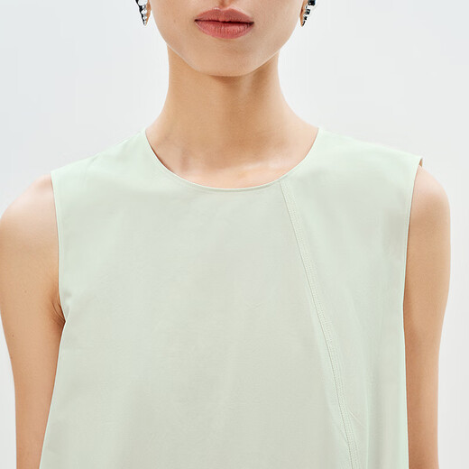 Weniger 2025 Sommer neuer runder Hals ärmellose Baumwollkleid 2p4G11730 374 Green Lift L.