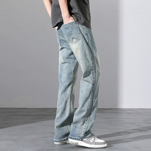 
Playboy; PLAYBOY jeans trendy brand boys loose straight 2025 spring and autumn new American high street casual summer 9901 nostalgic blue L [120-135Jin[Jin equals 0.5 kg]]