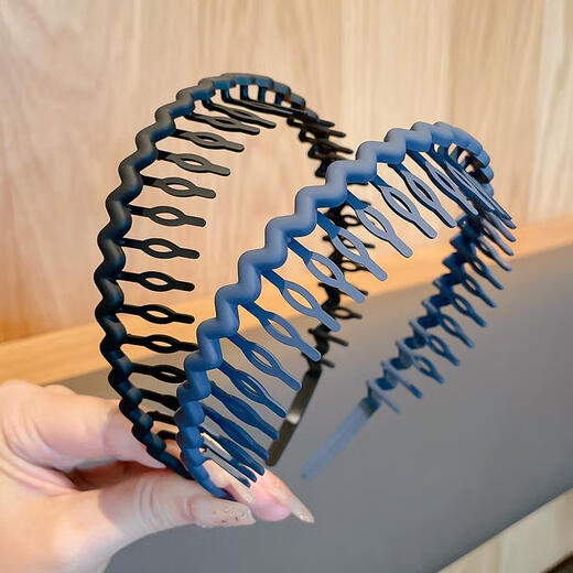 Qianshengyuan black headband for face washing, invisible face washing headband, non-slip and anti-fall headband, hair tie with teeth, anti-slip pressure hairpin, main picture black, cost-effective 4 pieces