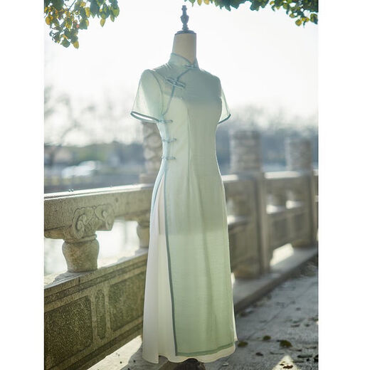 VJWK夏季绿色改良新旗袍改良旗袍2025年新款夏季年轻款气质高端少女连 9276 M