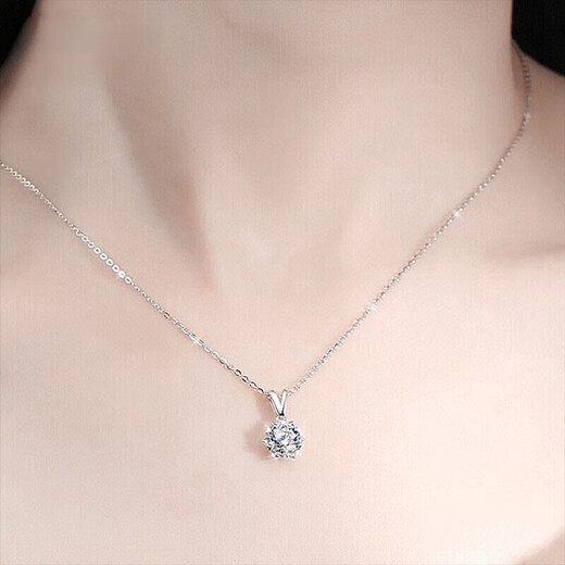 Chow Tai Sang platinum six-pointed star necklace for women, diamond snowflake pendant, moissanite platinum birthday gift for girlfriend, platinum snowflake necklace