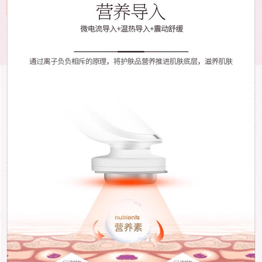 Qiaran Japanese facial cleansing instrument, deep cleaning facial pore cleaning household facial mask essence introduction instrument, facial massage beauty instrument KD9960 white-introduction + makeup removal + warming (comes with cotton pads)