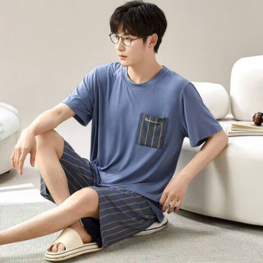 
Sangqin pajamas men's summer loose shorts and thick-size thin summer home clothing suits wear L [built 6624 men's home clothing L [recommended 95-120 Jin [Jin equals 0.5 kg]]