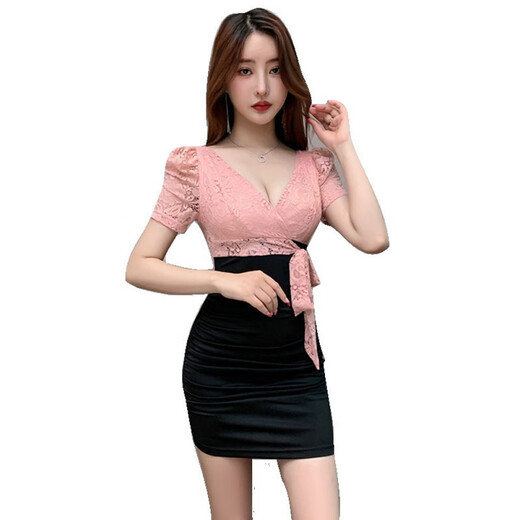 Pierre Cardin Nachtclub Arbeit Kleidung sexy Kleid KTV Kleid Massage Fußbadetechniker Arbeit Kleidung Hüftrock 3882 Schwarz M suggeriert 95-105jin [Jin ist gleich 0,5 kg]