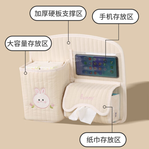 CLCEY婴儿推车收纳挂包婴儿床收纳袋刺绣水桶分区奶瓶尿布妈咪包 韩系车载床头收纳挂袋[熊头]