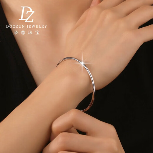 Duozun platinum bracelet for women pt950 solid smooth plain ring platinum platinum bracelet for women new genuine women's hand jewelry inner diameter 62mm weight 22.47g thick about 2.5mm