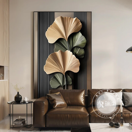 Ruishang (RUISHANG) minimalist abstract porch decorative painting, modern simple model room hanging painting, floor painting, living room sofa background wall painting, 80*120 aluminum alloy frame + crystal porcelain surface (recommended)