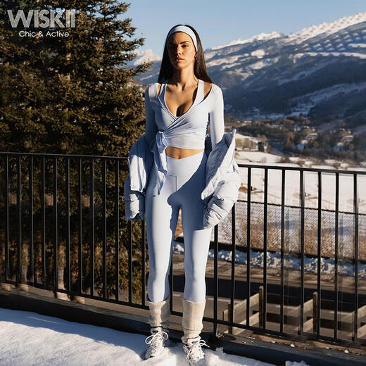 WISKII ballet style strap tight long-sleeved running training clothing sports blouse women's Pilates fitness clothing dance yoga clothing ivory white M