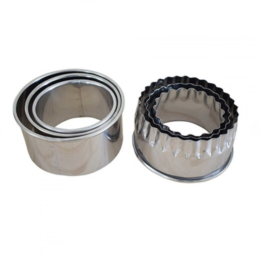 JINGWAN stainless steel dumpling skin cutting tool set, household dumpling making tool, round lace pressure dumpling skin knife maker, dumpling making mold I food stainless steel, round mouth mold, large, medium and small 3 pack