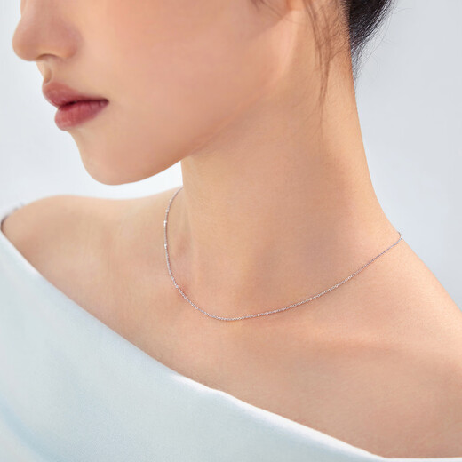 Lukfook Jewelry Platinum 950 versatile O-shaped plain chain platinum necklace clavicle chain price 40cm - about 2.34 grams