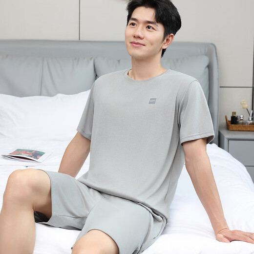 Pyjamas TTPMER pour le coton d'été masculin à manches courtes plus minces de vêtements de maison décontractés chinois minces peut être porté à l'extérieur de 9928 [H SUIS à manches à manches courtes pour hommes] 175 L [Recommandé 100-130 Jin [Jin est égal à 0,5 kg]]]]