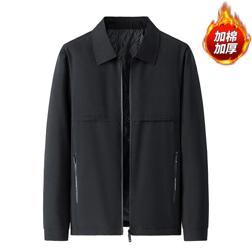 ROMON jacket men's winter business casual lapel cotton clothes cadre executive jacket men MK73 black cotton XL