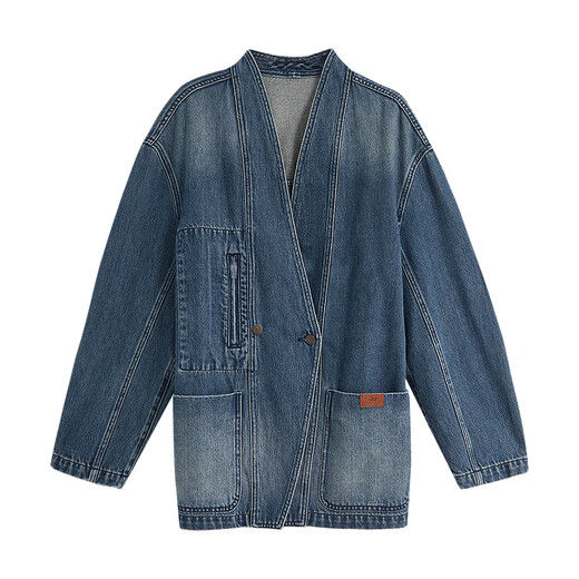 Chaqueta casual de chuyu para mujeres 2025 Autumn New Retro French Denim Flow Heavy Industry Chaqueta Top Osck Blue M