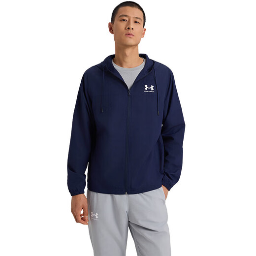 安德玛（UNDERARMOUR）春夏Rival男子梭织运动休闲夹克外套1390149 藏蓝色410 XL