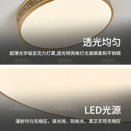 心镜全铜户外吸顶灯别墅大门口灯中式阳台玄关过道防蚊虫进门入户灯 X3891-500/方形
