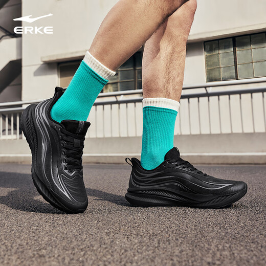 Hongxing Erke Men's Shoes Autumn and Winter New Water-Repellent Leather Running Shoes Black Lightweight Running Shoes Warm Sports Shoes Men's Black 42