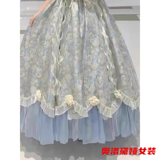 Aurodia one-shoulder evening dress with palace style for students coming of age, fugitive princess Lolita dress for host, dress + bustle L