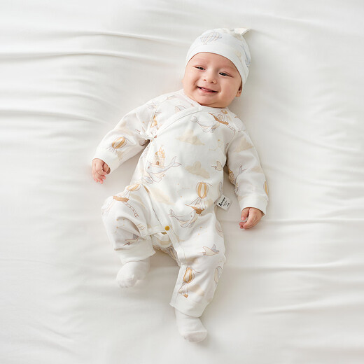 童泰（TONGTAI）婴儿连体衣春秋季纯棉新生儿衣服宝宝蝴蝶哈衣和尚服爬服橘色59cm