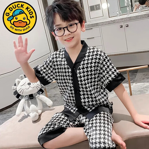G.Duckkids para niños Summer delgado de manga corta para niños Juego de ropa para niños de hoja suelta Medium grande Pajamas de pijama para niños Aire acondicionado