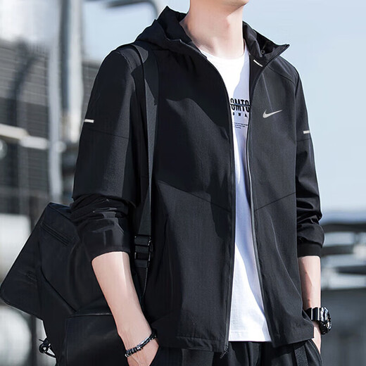 Nike (Nike) Sports Suit Men's 25 Spring New Casual Running Training Woven Chaqueta Top pantalones sueltos Conjunto de 2 piezas Tocante negro + pantalones tejidos negros Traje de secado rápido S/165 [Peso recomendado 90-110Jin [Jin equivale a 0.5 kg]]