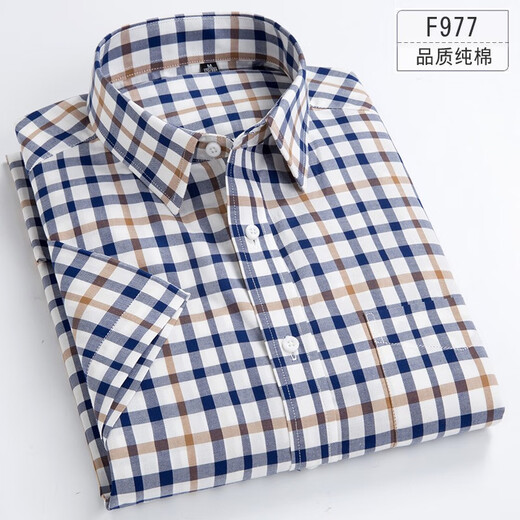 
Summer new men's short-sleeved shirt pure cotton thin plaid middle-aged casual cotton half-sleeved shirt daddy suit hk- 9930 pure cotton thin 38