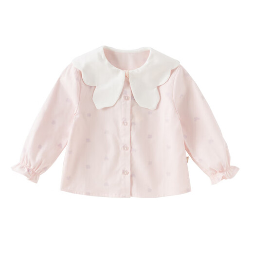 DAVE&BELLA children's shirt spring new pure cotton girls long-sleeved tops sweet children's shirts baby girl bottoming shirt butterfly print ready stock 110 cm (recommended height 100-110cm)