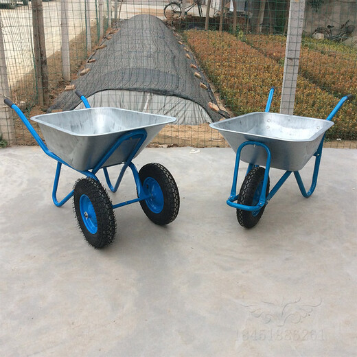 UNISWER Trolley Baustelle landwirtschaftlicher Sand- und Boden -Baukipper Müllmüll Handhabung Garten Humanressourcen Doppelradwagen Blue Trolley (Luftrad)