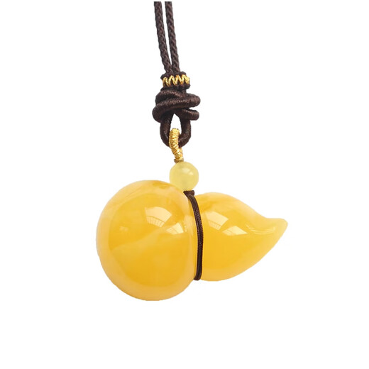 Nine-color cloud amber beeswax gourd pendant necklace carving piece original mine car hanging bag hanging sweater chain men and women chicken oil yellow chicken oil yellow HL942