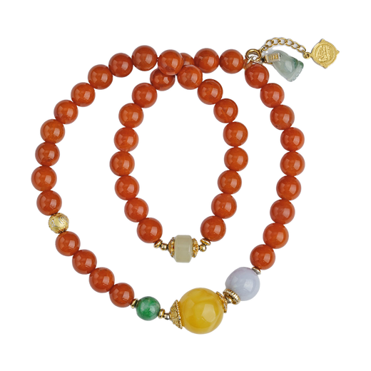 Potala Palace Sichuan Material Southern Red Beeswax Jadeite Multi-circle Bracelet Playing Rosary Beads Bracelet as a birthday gift for your girlfriend in the year of your life