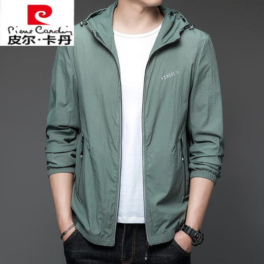 
Pier Cardin high-end brand sun protection clothes for men in summer thin outdoor ice silk hooded purple protection. Outer sun protection jacket N9928 mist blue M 170 105-120Jin [Jin equals 0.5 kg]
