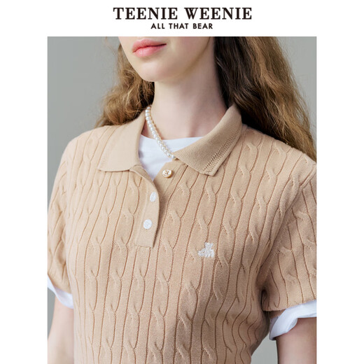 TEENIE WEENIETeenieWeenie小熊针织短袖女装春夏新款老钱风复古polo衫毛衣T恤 白色 165 160_S