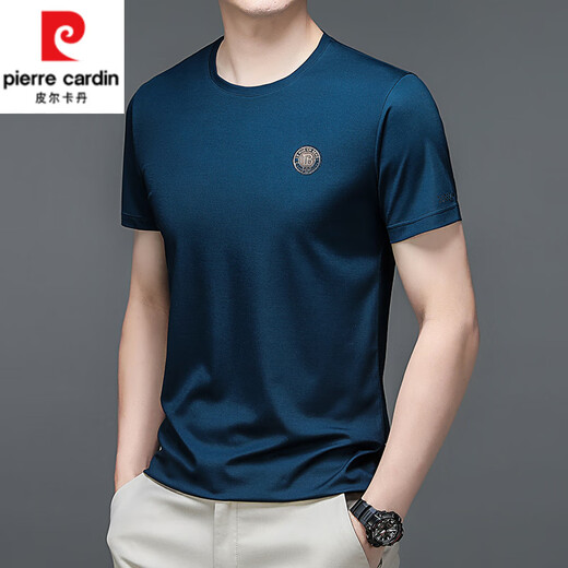 
Pierre cardin short-sleeved T-shirt men summer business casual pullover round neck ice silk half-sleeved top men summer T-shirt trend t 13807 black M 165