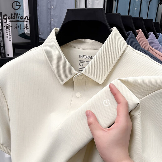 La nueva camiseta de camiseta de manga corta de Goldlion para hombres en negocios de verano y hombres informales de alta manga de alta altura Olive Green 15125 3xl 190/104a 190-210Jin [Jin equivale a 0.5 kg]